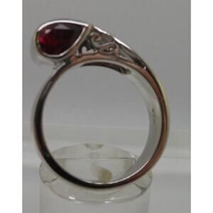 Vintage Sterling Silver 9.1grams Modern Two Garnet Ring Size 8.5 11mm wide 925